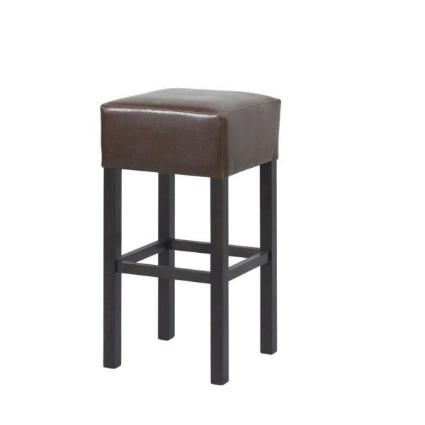 Barhocker aus Kunstleder braun Gestell wenge Carlo