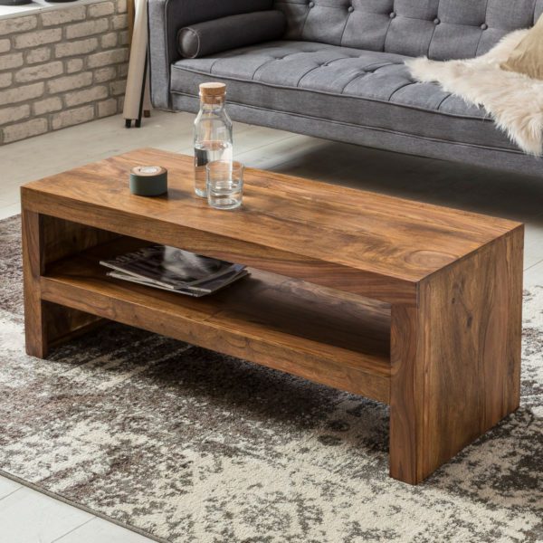 Couchtisch Massiv-Holz Durban Sheesham 110 cm breit Wohnzimmer-Tisch Design braun Landhaus-Stil Beistelltisch