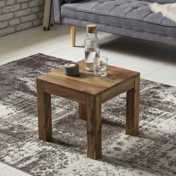 Couchtisch Massiv-Holz Sheesham 45 cm breit Wohnzimmer-Tisch Design dunkel-braun Landhaus-Stil Beistelltisch Natur-Produkt Wohnzimmermoebel Unikat modern Massivholzmoebel Echtholz rechteckig