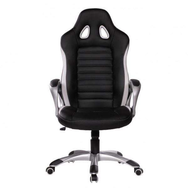 Buerostuhl SPA Leder Optik Schwarz Gaming Chefsessel mit Armlehne gepolstert 110 kg Sport-Sitz Drehstuhl Kopfstuetze Race Schreibtischstuhl Gamer Design Modern Drehsessel Racing