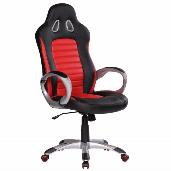 Buerostuhl SPA Rot Gaming Chefsessel mit Armlehne gepolstert 110 kg Sport-Sitz Drehstuhl Kopfstuetze Race Schreibtischstuhl Gamer Design Modern Drehsessel Racing