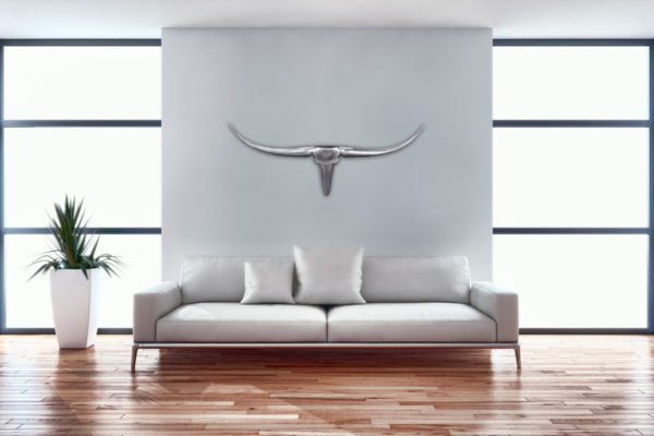 Deko Geweih Bull M WL1.245 Silber 100 cm Aluminium Design Hoerner