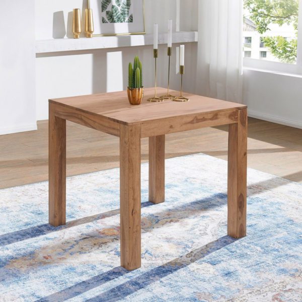 Esstisch MUMBAI Massivholz Akazie 80 cm Esszimmer-Tisch Holztisch Design Kuechentisch Landhaus-Stil dunkel-braun