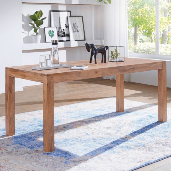 Esstisch Massivholz MUMBAI Akazie 120 cm Esszimmer-Tisch Holztisch Design Kuechentisch Landhaus-Stil dunkel-braun