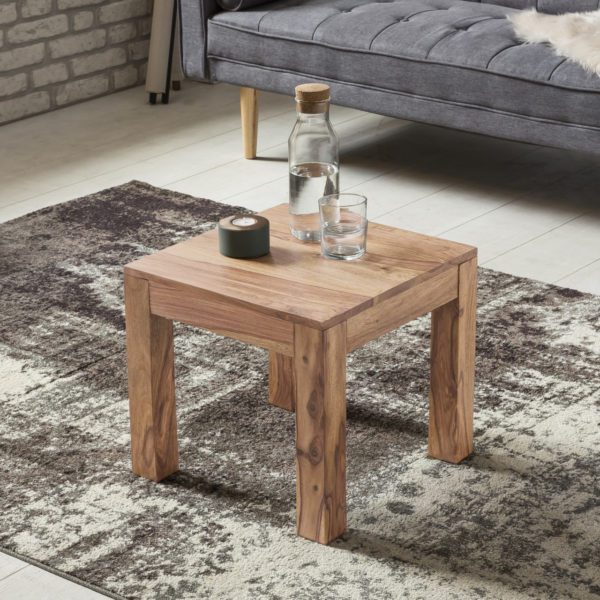 Couchtisch Massiv-Holz Akazie 45 cm breit Wohnzimmer-Tisch Design braun Landhaus-Stil Beistelltisch Natur-Produkt Wohnzimmermoebel Unikat modern Massivholzmoebel Echtholz quadratisch