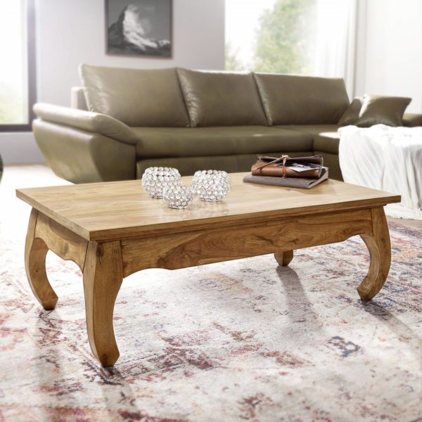 Couchtisch Massiv-Holz Akazie 110 cm breit Wohnzimmer-Tisch Design Natur-Produkt Landhaus-Stil Beistelltisch