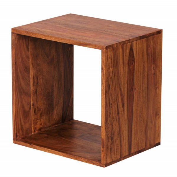 Standregal Massivholz MUMBAI Sheesham 43,5 cm Cube Regal Design Holzregal Naturprodukt Beistelltisch Landhaus-Stil