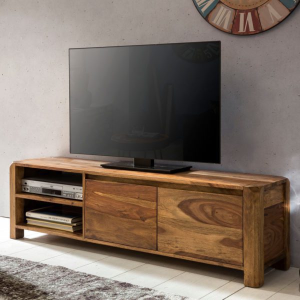 Lowboard BOHA Massivholz Sheesham Kommode 140 cm TV-Board Ablage-Faecher Landhaus-Stil Unterschrank 40 cm TV-Moebel