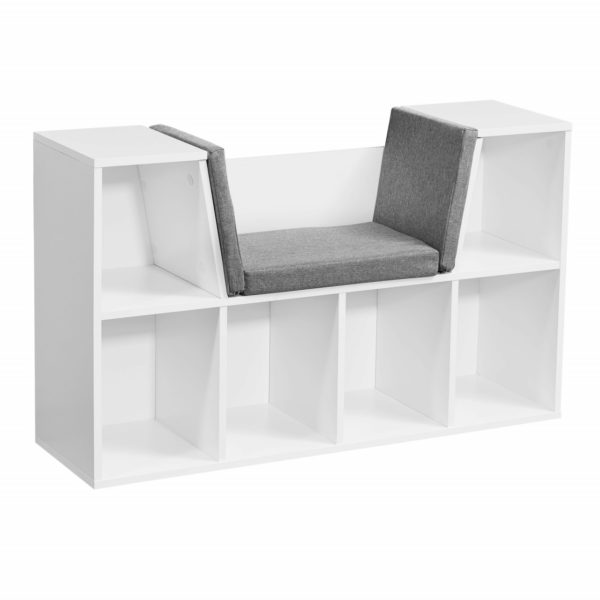 Design Regal mit Sitzflaeche 101,5 x 61,5 x 30 cm Weiss Matt