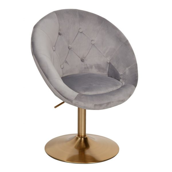 Loungesessel Samt Grau / Gold Design Drehstuhl