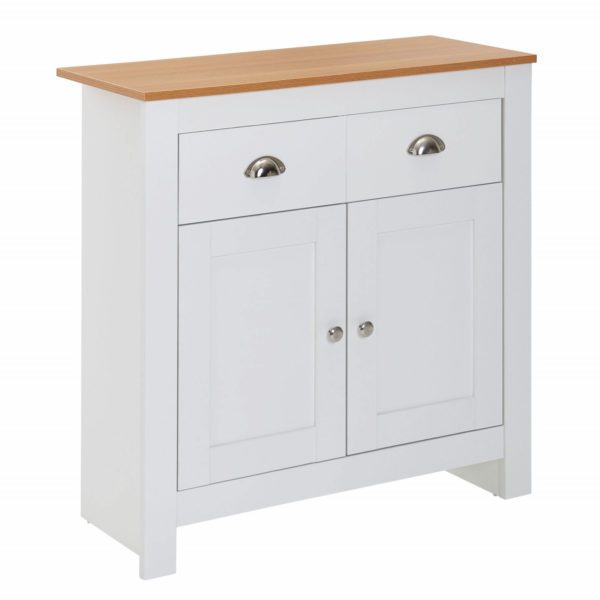 Sideboard mit 2 Schubladen 79x81x34,5 cm Kommode Weiss / Eiche Modern