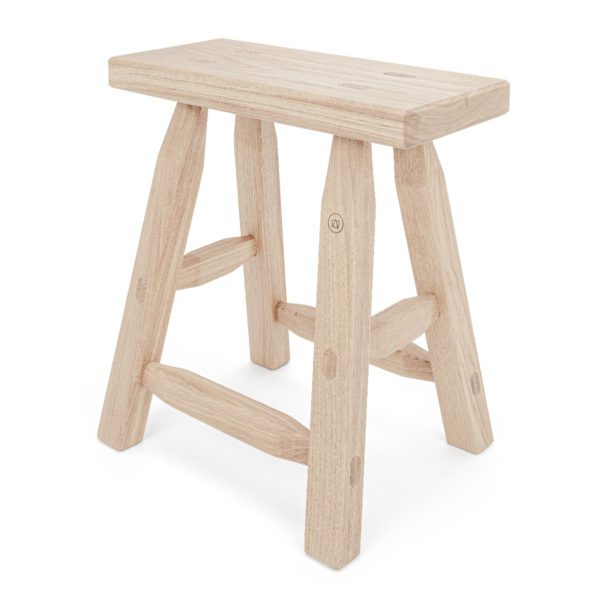 Hocker aus Eiche, Designhocker, geoelt, Holz, 45 x 30 x 47 cm