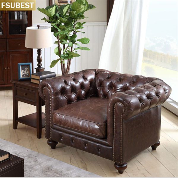 Amerikanischen Moderne Chesterfield-Stil Wohnzimmer Vintage Retro Tufted Sofa Möbel Schaltfläche Getuftet Leder Chesterfield-Sofa