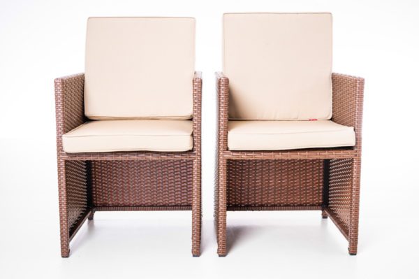 2er-Set Stuehle Bali braun-beige hochwertig Rattan Aluminium