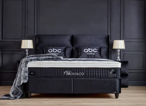 Boxspringbett Monaco inklusive Matratzen Topper & Bettkasten Schwarz Luxus-Mikrofaser