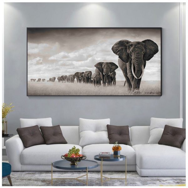 Afrika Elefanten Wilde Tiere Leinwand – Bild 2