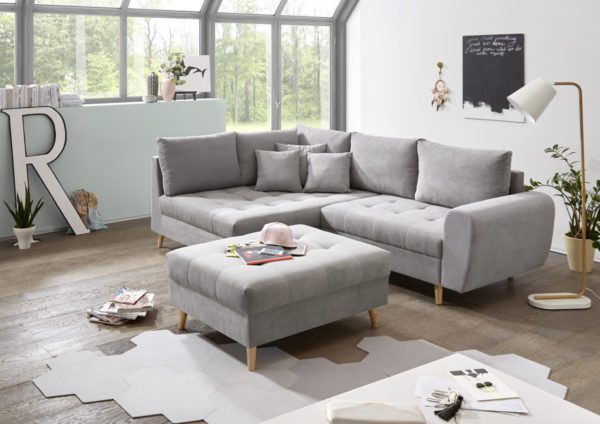 BlackRedWhite Alice Ecksofa inklusive Hocker Flachgewebe