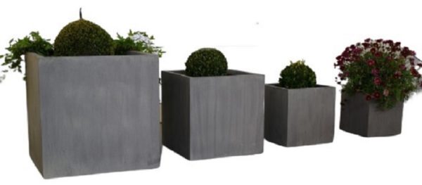 4er-Set Blumenkuebel FLORA betonoptik
