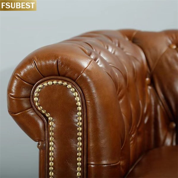 Klassische Hause Möbel Vintage Stil 3 Sitzer Schlaf Couch Wohnzimmer Leder Chesterfield-Sofa Ecke Sofa – Bild 3