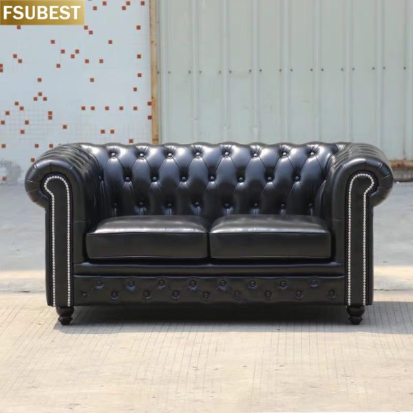 Klassische Hause Möbel Vintage Stil 3 Sitzer Schlaf Couch Wohnzimmer Leder Chesterfield-Sofa Ecke Sofa – Bild 4