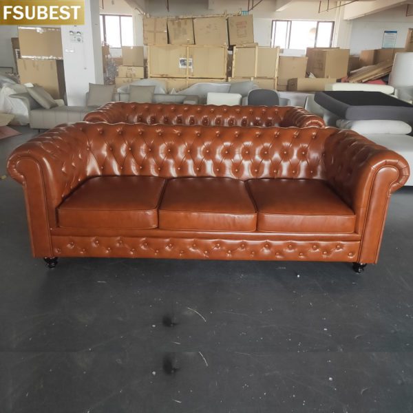 Klassische Hause Möbel Vintage Stil 3 Sitzer Schlaf Couch Wohnzimmer Leder Chesterfield-Sofa Ecke Sofa – Bild 5