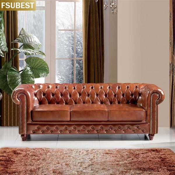 Klassische Hause Möbel Vintage Stil 3 Sitzer Schlaf Couch Wohnzimmer Leder Chesterfield-Sofa Ecke Sofa