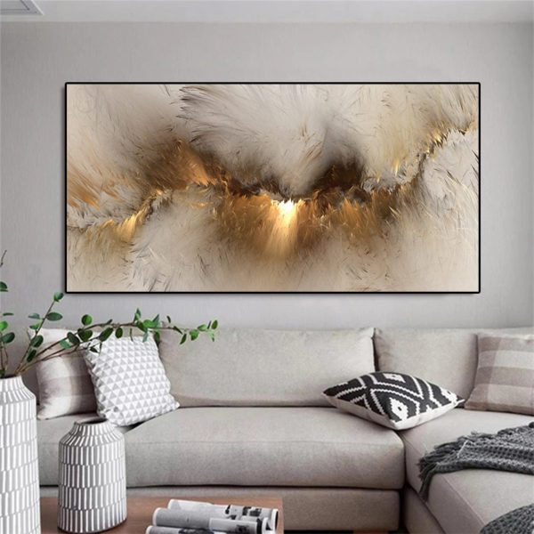 Abstrakte Gold Luxus Leinwand – Bild 3