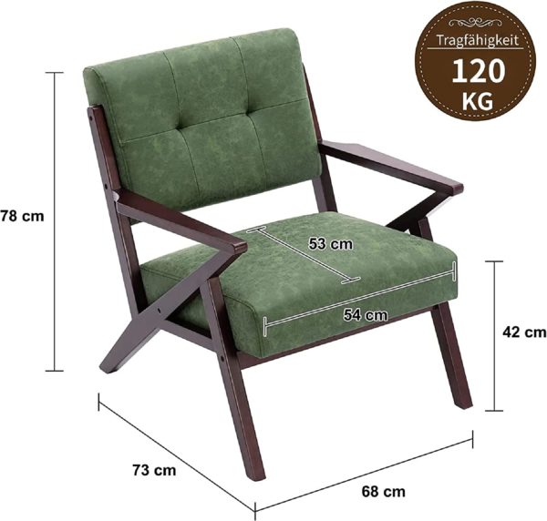 Sessel Wohnzimmer Retro Sessel Padded Leder Einzigen Sofa Massivholz Lounge Stuhl Entspannende Stuhl Holz TV Stuhl – Bild 6