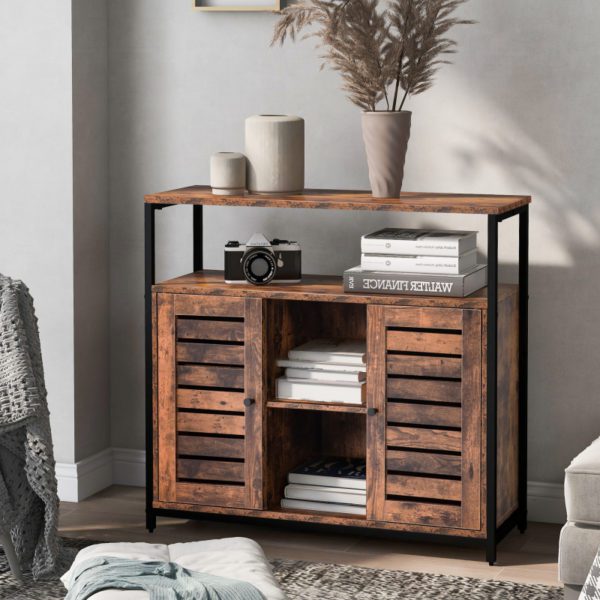 Sideboard, Lagerung Zimmer mit Zwei Türen, Küche Schrank, Schrank, Industrie Design, möbel, stahl Rahmen, Vintage Braun + Schwarz – Bild 2