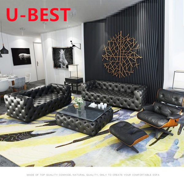 U-BEST Neueste Sofa Europäischen Stil Design Vintage Industrielle Leder Schnitts Sofa für Hotel und Büro Pub Bar Sofa – Bild 3