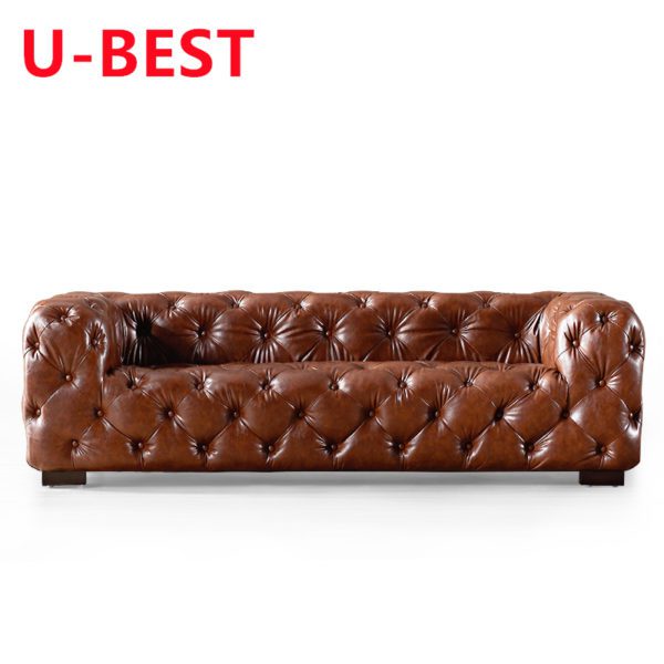 U-BEST Neueste Sofa Europäischen Stil Design Vintage Industrielle Leder Schnitts Sofa für Hotel und Büro Pub Bar Sofa – Bild 6