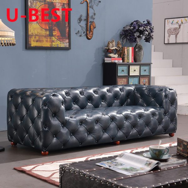 U-BEST Neueste Sofa Europäischen Stil Design Vintage Industrielle Leder Schnitts Sofa für Hotel und Büro Pub Bar Sofa