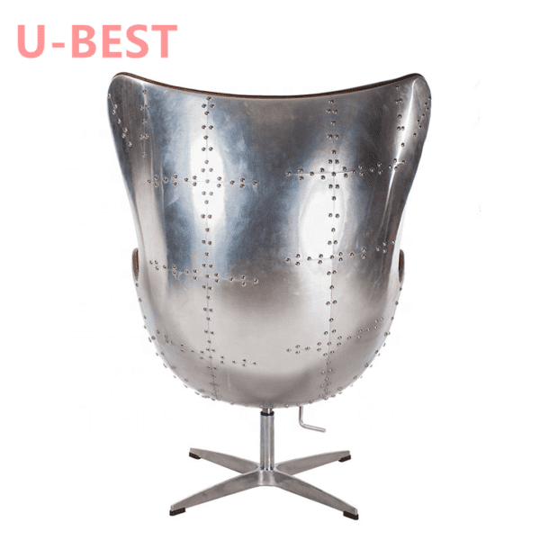 U-Beste Wohnzimmer Vintage Retro Stil Braun Aus Echtem Leder Metall Aluminium Swivel Aviator Sofa Stuhl Vintae Aviator Stuhl – Bild 5