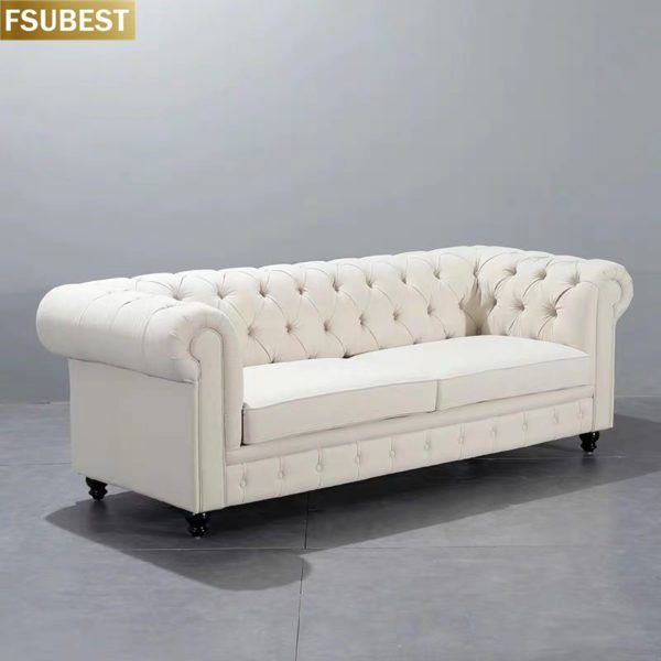 Vintage Wohnzimmer Leder Chesterfield-3 Sitz Sofa Taste Tufted Echtem Leder Luxus Chesterfield-Sofa Sofa Sofa – Bild 5