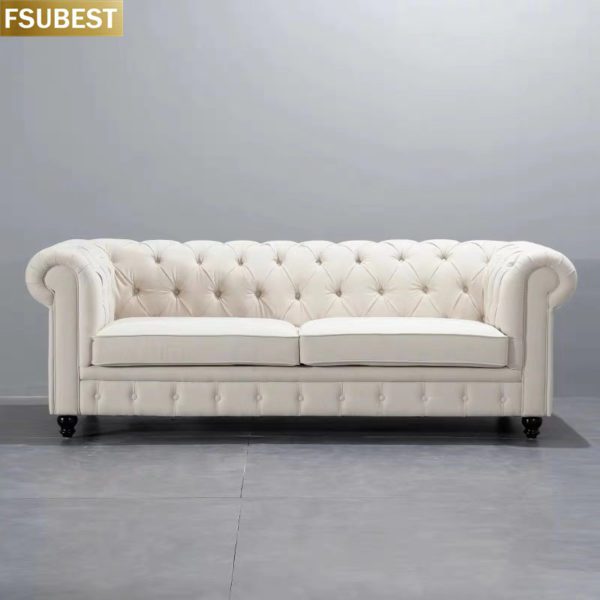 Vintage Wohnzimmer Leder Chesterfield-3 Sitz Sofa Taste Tufted Echtem Leder Luxus Chesterfield-Sofa Sofa Sofa – Bild 6