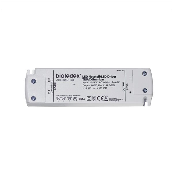 Bioledex 5-30W 24V DC LED Netzteil dimmbar TRIAC, 230VAC zu 24VDC Trafo
