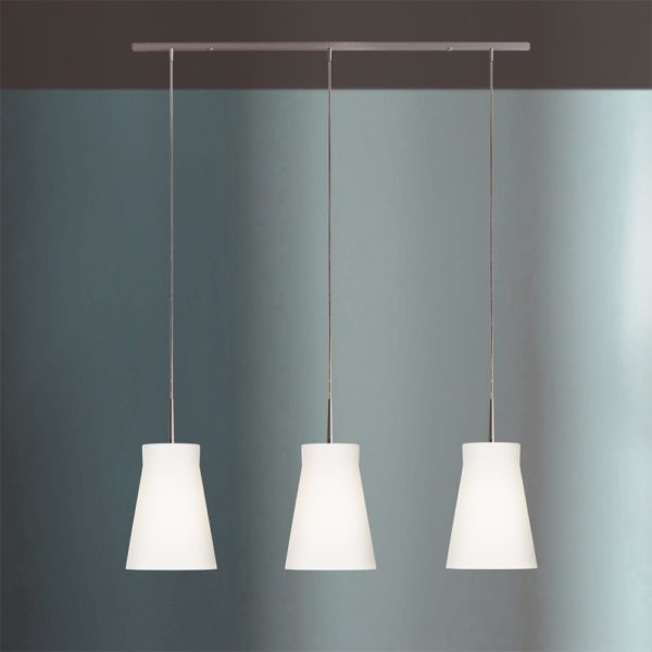 Casablanca MOMO Pendelleuchte E27, 3-flg Alu, opal weiss-matt, 12cm