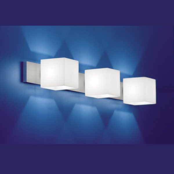 Casablanca CUBE Wandleuchte, G9, 4-flg., Alu, opal weiss-matt, 100cm