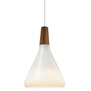 dftp Float 18 Pendelleuchte E27 opal Glas weiss, Walnuss