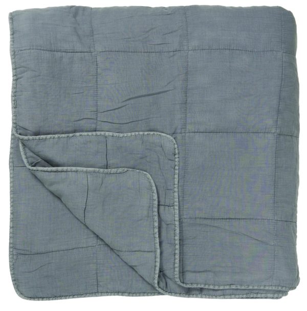 Vintage Bettdecke doppelt, 240 x 240 cm, staubig blau