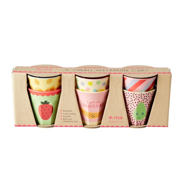 Melamin Becher 6er-Set Small Happy Fruits, L30 x B8 x H11 cm, diverse