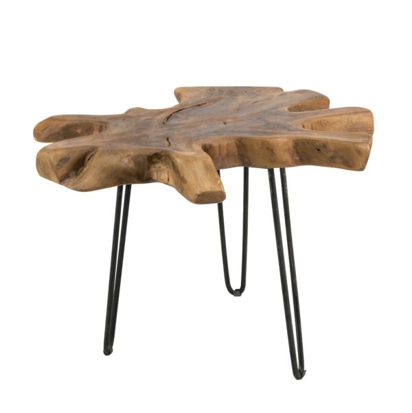 Unikat Couchtisch mit Tischplatte aus Teak, 60 x 60 x 45 cm