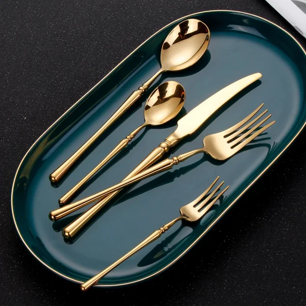 24/30/32/40pcs Gold Besteck Set Edelstahl 304 Geschirr Küchen utensilien Splitter Messer Gabel Löffel Spiegel Dinner Set – Bild 2