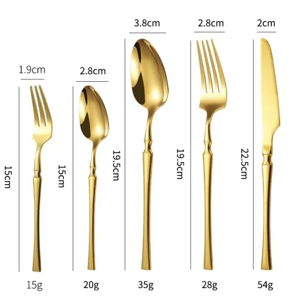 30 stücke glänzendes Gold Geschirr Set Edelstahl Geschirr Messer Tee Gabel Kaffee löffel Besteck spülmaschinen fest Abendessen Besteck – Bild 3