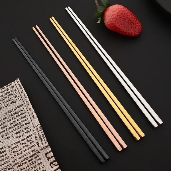 304 Edelstahl Besteck Set Sushi Sticks Esslöffel Set 10 Stück Geschirr koreanische Essstäbchen Dessert Löffel Besteck Set – Bild 6