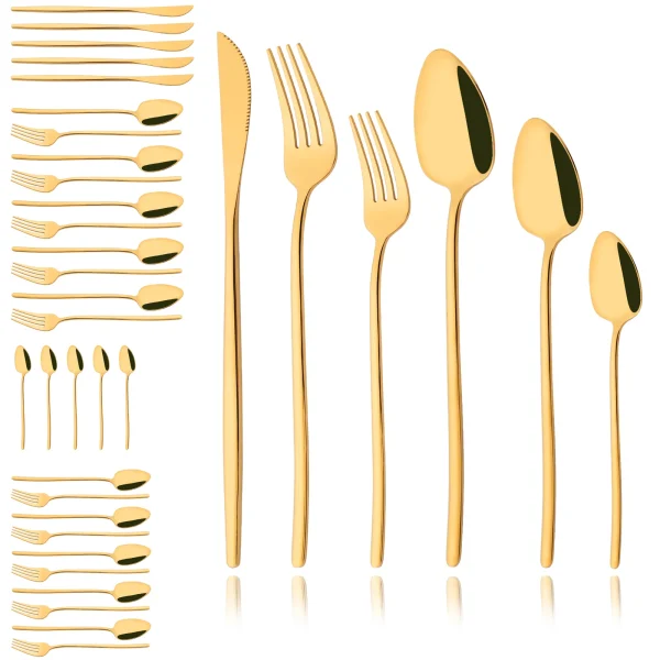 36 Stück Gold Geschirr Besteck Set 18/10 Edelstahl Steak Messer Gabel Löffel Besteck spülmaschinen fest Küchen geschirr Set