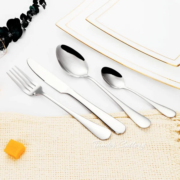 8//20pcs Gold Besteck Küchen utensilien versand kostenfrei schwarz Geschirrset Edelstahl Geschirr Spiegel Messer Gabel Löffel – Bild 2