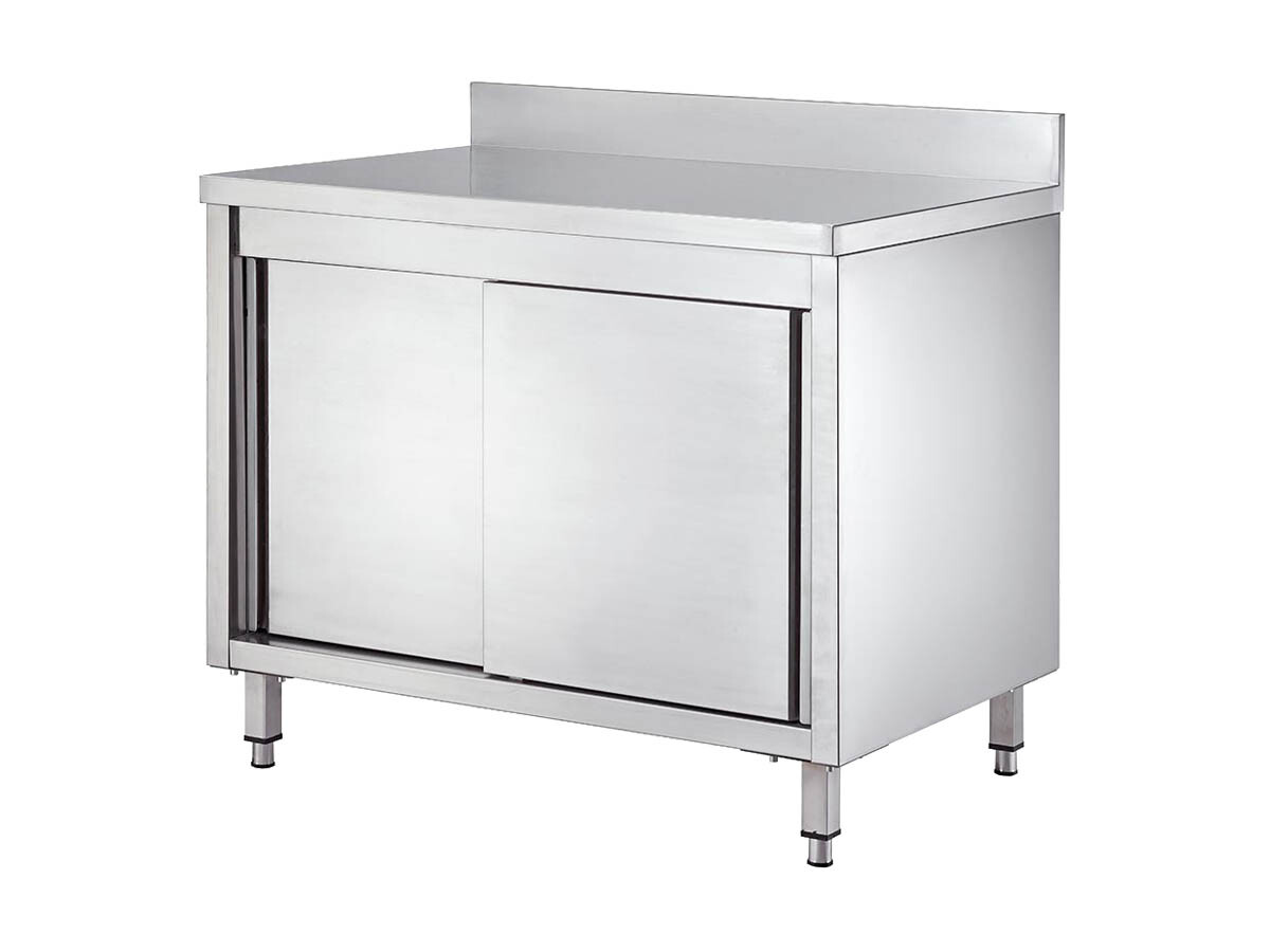 vaiotec EASYLINE 600 Arbeitsschrank, Schiebetüren, mit Aufkantung, BTH 1200 x 600 x 850 mm