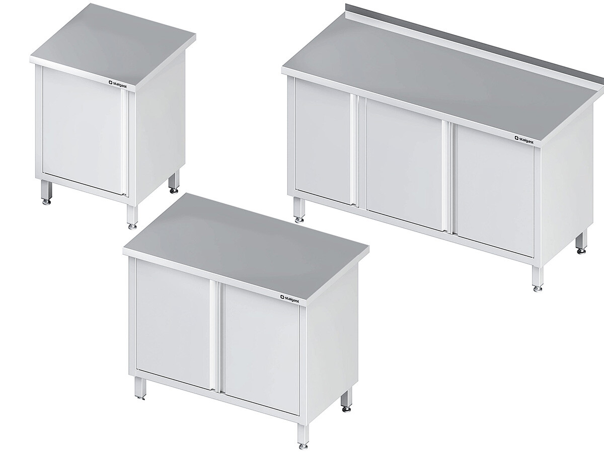 Arbeitsschrank PROFI Edelstahl mit Flügeltür, verschweißt, Bautiefe 600 mm, BTH 500 x 600 x 850 mm