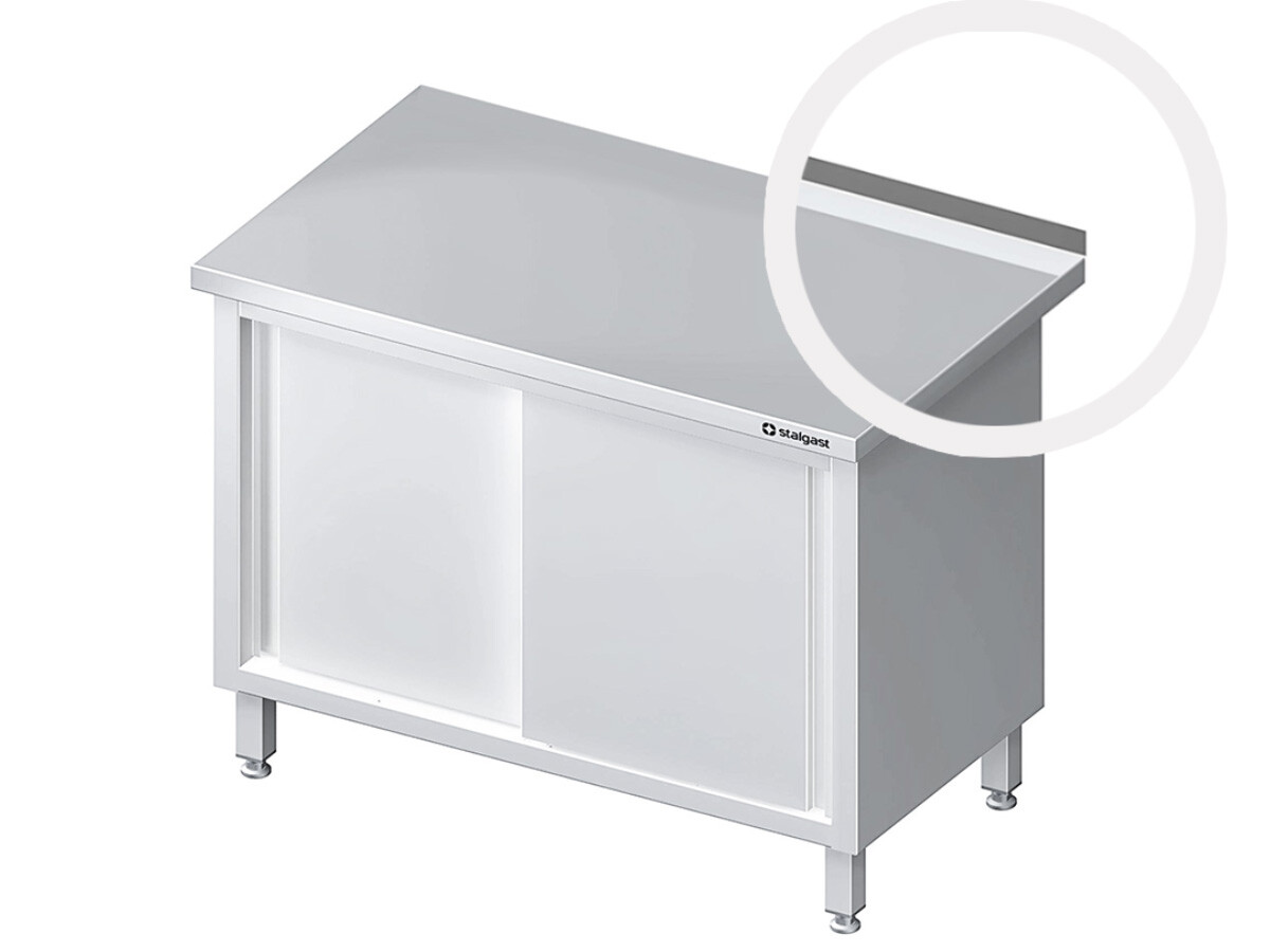 Arbeitsschrank PROFI Edelstahl mit Schiebetüren, verschweißt, Bautiefe 600 mm, mit Aufkantung, BTH 900 x 600 x 850 mm